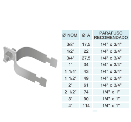 ABRAÇADEIRA 'U' SIMPLES PERFIL